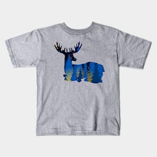 Blue Deer Silhouette Kids T-Shirt